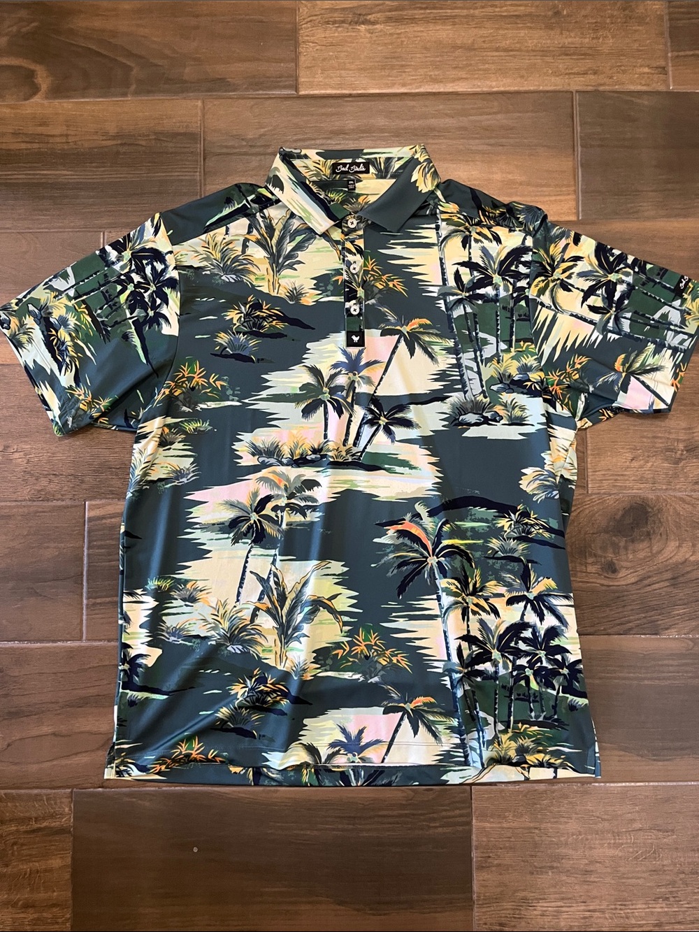 Bad Birdie Men's XXL Palm-Print Polo